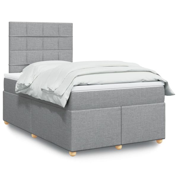 vidaXL Boxspring posteľ s matracom bledosivá 120x190 cm látka