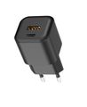 Setty wall charger USB-A + USB-C 20W LSGaN-AC-201 black