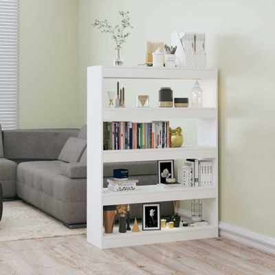 vidaXL Knižnica/deliaca stena biela 100x30x135 cm