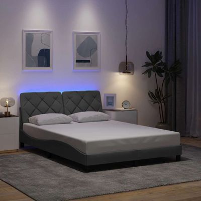 vidaXL Rám postele s LED bez matraca bledosivý 120x200 cm látka