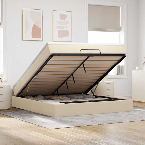 VidaXL Osmanská posteľ s krémovým matracom 160x200cm Látka