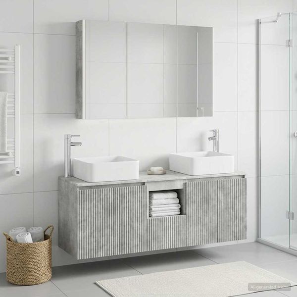 vidaXL Set kabinetov do kúpeľne 4 pcs Betónovo sivá Kompozitné drevo