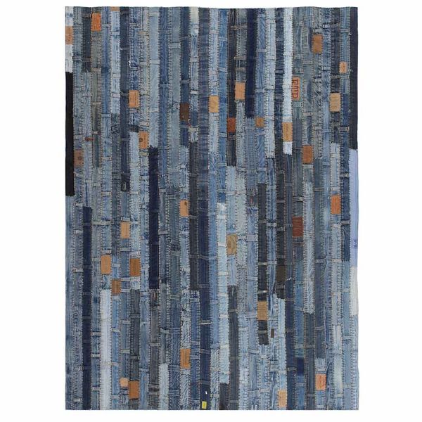 vidaXL Koberec z rifľoviny v štýle patchwork 80x150 cm, denim, modrý