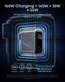 Anker Prime nabíječka/ 160W/ 3x USB-C/ displej/ stříbrná nabíjecka, 160W, 3× USB-C, PowerIQ 5.0, smart displej, Bluetooth, kompaktní