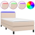 vidaXL Boxspring posteľ matrac a LED kapučínová 80x200cm umelá koža