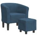 vidaXL Klubové kreslo s podnožkou tmavomodré zamat