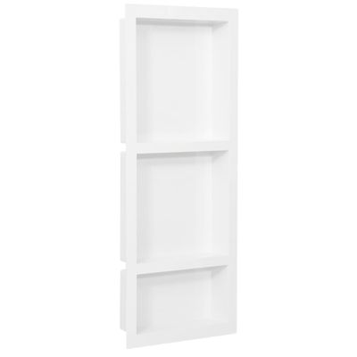 vidaXL Sprchový výklenok s 3 priehradkami lesklý biely 41x99x9 cm