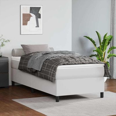 vidaXL Posteľný rám s boxspringom biely 80x200 cm umelá koža