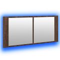vidaXL LED kúpeľňová zrkadlová skrinka hnedý dub 100x12x45 cm