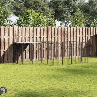 vidaXL Koterec pre psy čierny 6,05 m² oceľ
