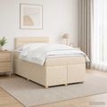 vidaXL Posteľ boxspring s matracom Krémová 120 x 190 cm Látka