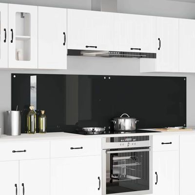 vidaXL Kuchynský obklad 2 pcs Čierna 110 x 60 cm tvrdené sklo