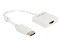 Video adaptér - DisplayPort s pinmi (male) s jazýčkom do HDMI so zdierkami (female) - 20 cm - biela - aktívny, podpora 4K30Hz