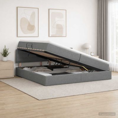 vidaXL Postel s úložným prostorem a matrací Tmavosivá 200 x 200 cm