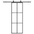 vidaXL Posuvné dvere s kovaním čierne 76x205 cm ESG sklo