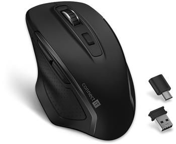 CONNECT IT Dual SmartSwitch bezdrôtová myš, USB-A + C, ČIERNA (+1x AA batéria zadarmo)