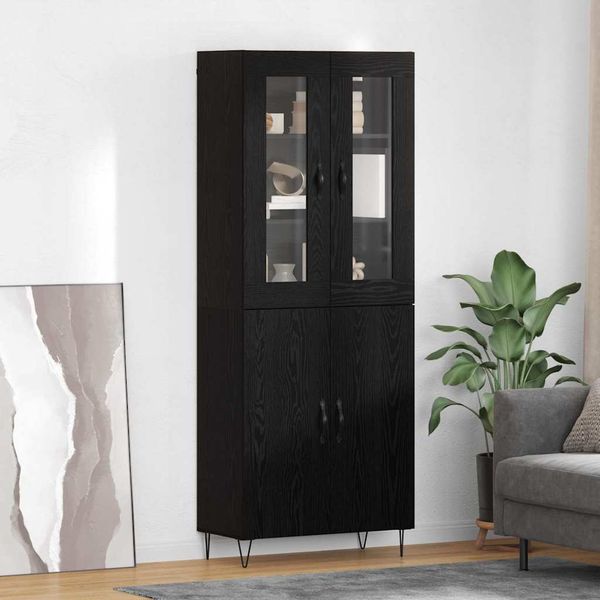 vidaXL Highboard Biely a čierny dub 69,5 x 34 x 180 cm