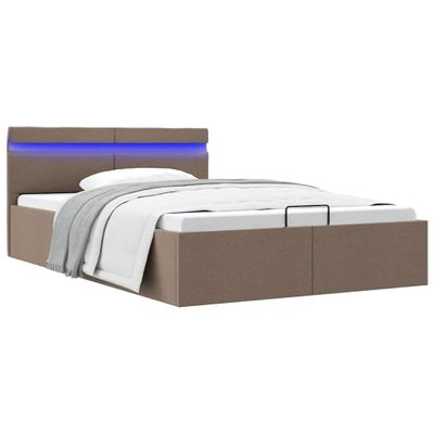vidaXL Hydraulický posteľný rám+úložný priestor, LED, látka 120x200 cm