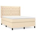vidaXL Posteľný rám boxspring s matracom krémový 140x200 cm látka