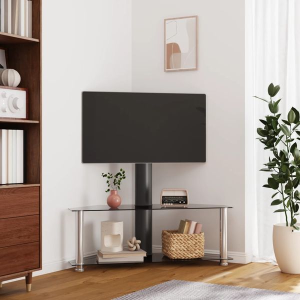 vidaXL Rohový TV stojan 2-vrstvový pre 32-70 palcov čierno-strieborný
