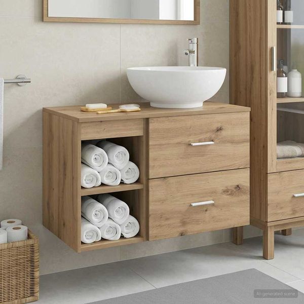 vidaXL Sada kúpeľňového nábytku 2 pcs Dub artisan Kompozitné drevo