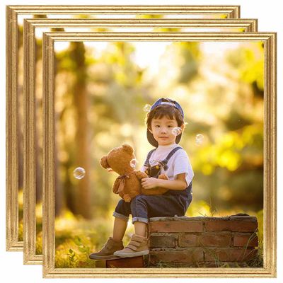 vidaXL Fotorámiky na stenu, koláž 3 ks, zlaté 40x40 cm, MDF