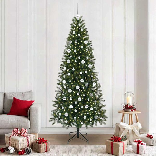vidaXL Umelý vianočný stromček s 300 LED-i Zelená 210 cm PE a PVC