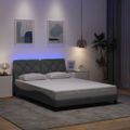 vidaXL Rám postele s LED bez matraca bledosivý 120x200 cm látka