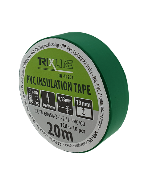 PVC izolačná páska TR-IT 203 20m, 0,13mm zelená TRIXLINE