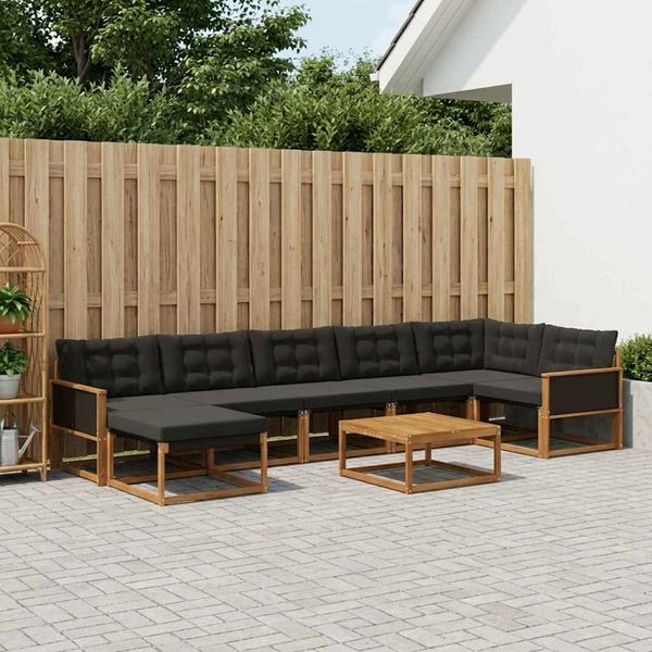 vidaXL Záhradná súprava gaučov s vankúšom 8 pcs Prírodná a čierna