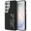Puzdro Karl Lagerfeld so zrnitou štruktúrou Signature Metal Resin Logo pre Samsung Galaxy S26 Ultra čierne