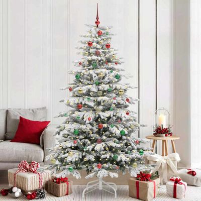 vidaXL Umelý Sklápací Vianočný Stromček Biela 210 cm PE a PVC