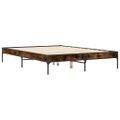 vidaXL Posteľný rám dymový dub 135x190 cm kompozitné drevo a kov