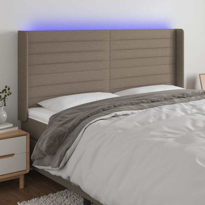 vidaXL Čelo postele s LED sivohnedé 163x16x118/128 cm látka