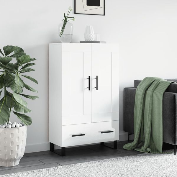 vidaXL Vysoká skrinka lesklá biela 69,5x31x115 cm kompozitné drevo