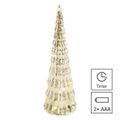 LED vianočný sklenený stromček, 27 cm, 2x AA, vnútorný, teplá biela, časovač