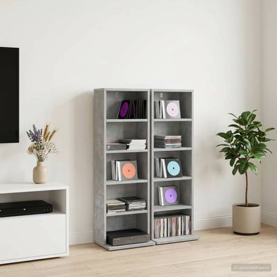vidaXL CD Skrinka 2 ks Betónovo sivá 33 x 23,5 x 97,5 cm