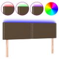 vidaXL Čelo postele s LED tmavohendé 144x5x78/88 cm látka