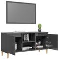 vidaXL TV stolík nohy z masívneho dreva lesklý sivý 103,5x35x50 cm