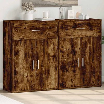 vidaXL Komody 2 ks dymový dub 60x30x84 cm kompozitné drevo