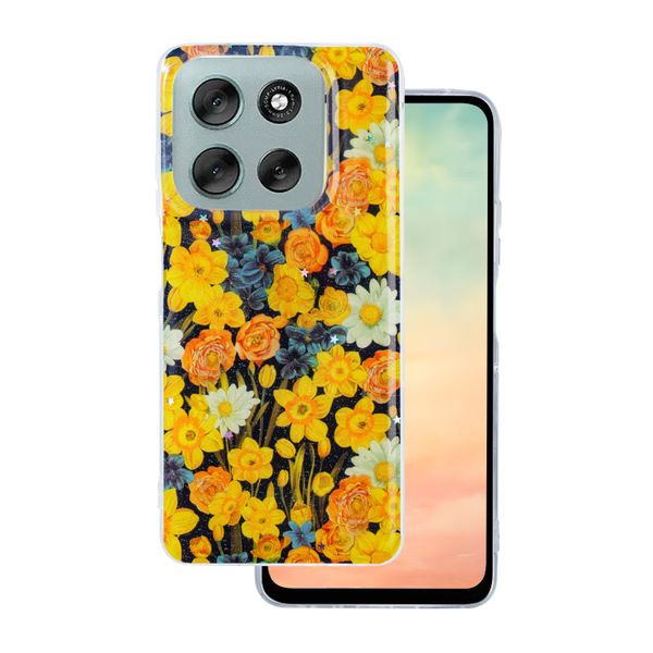 Puzdro Glow Glam pre Motorola Moto G56 oranžové