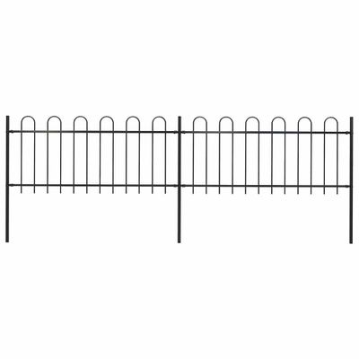 vidaXL Záhradný plot s oblúkom navrchu, oceľový 337x80 cm, čierny