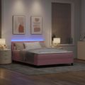 vidaXL LED box s pružinami s čelnou doskou Ružová 160 x 200 cm Zamat