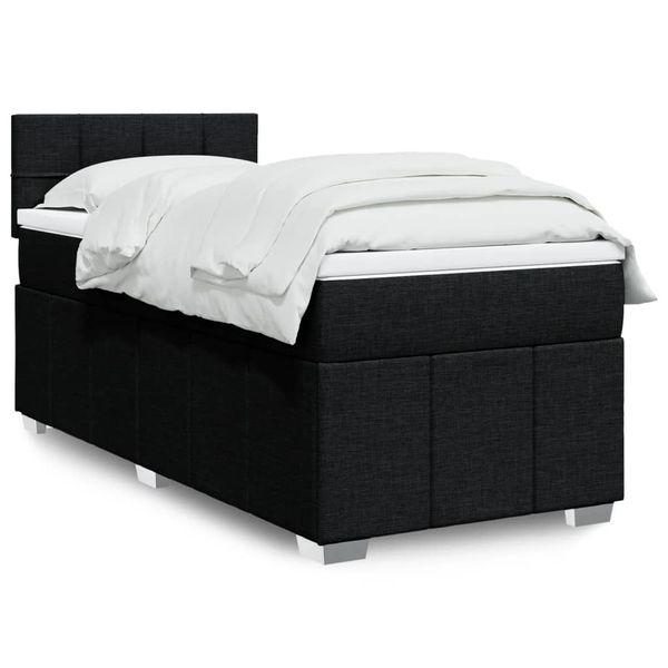 vidaXL Posteľný rám boxspring s matracom čierny 90x190 cm látka