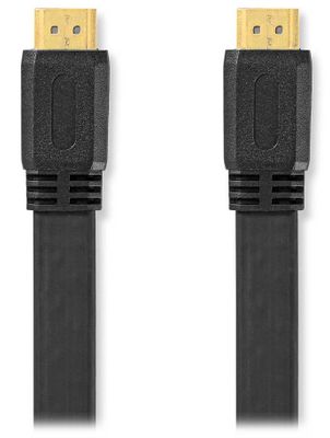 NEDIS High Speed HDMI 2.0 kábel s ethernetom/ 4K@30Hz/ zlátené konektory HDMI-HDMI/ plochý/ čierny/ bulk/ 2m Kábel, HDMI, High Speed, s ethernetom, plochý, zlátené konektory, 4K, 3D, Deep Color, čierny, bulk, 2m
