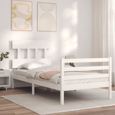 vidaXL Rám postele s čelom biely 100x200 cm masívne drevo