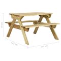 vidaXL Piknikový stôl s lavicami 110x123x73 cm impregnovaná borovica
