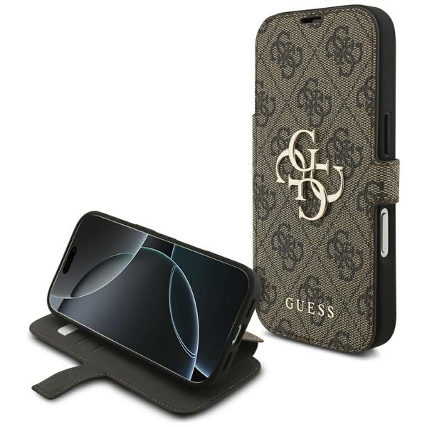 Puzdro Guess Book 4G Metal Logo pre iPhone 17 Pro hnedé