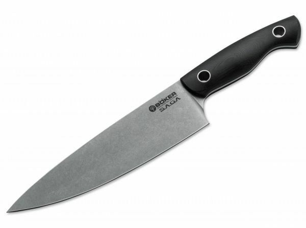 Böker Manufaktur Solingen 130267 Saga Chefmesser šéfkuchársky nôž 19,8 cm, čierna, G10