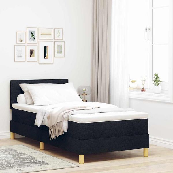 vidaXL Posteľ s pružinovým rámom s vankúšom Čierna 100 x 200 cm látka